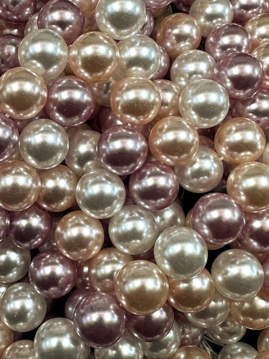 Chinese Pastel Multicolor Swarovski Pearl Crystal Beads, 8mm 10mm Round Shape Bead. Beautiful Pink Peach White Color, Great Quality 15.5"