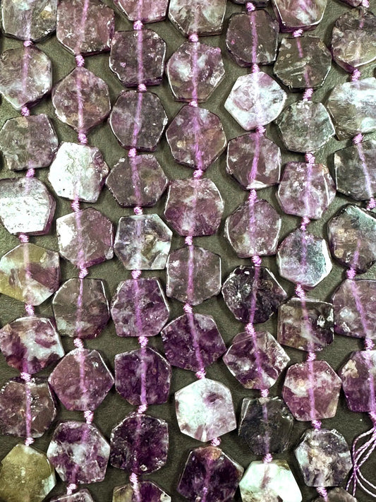 AAA Natural Purple Emerald Mica Freedom Smooth Hexagon Shape Beads, Beautiful Purple Color Great Quality 15.5"
