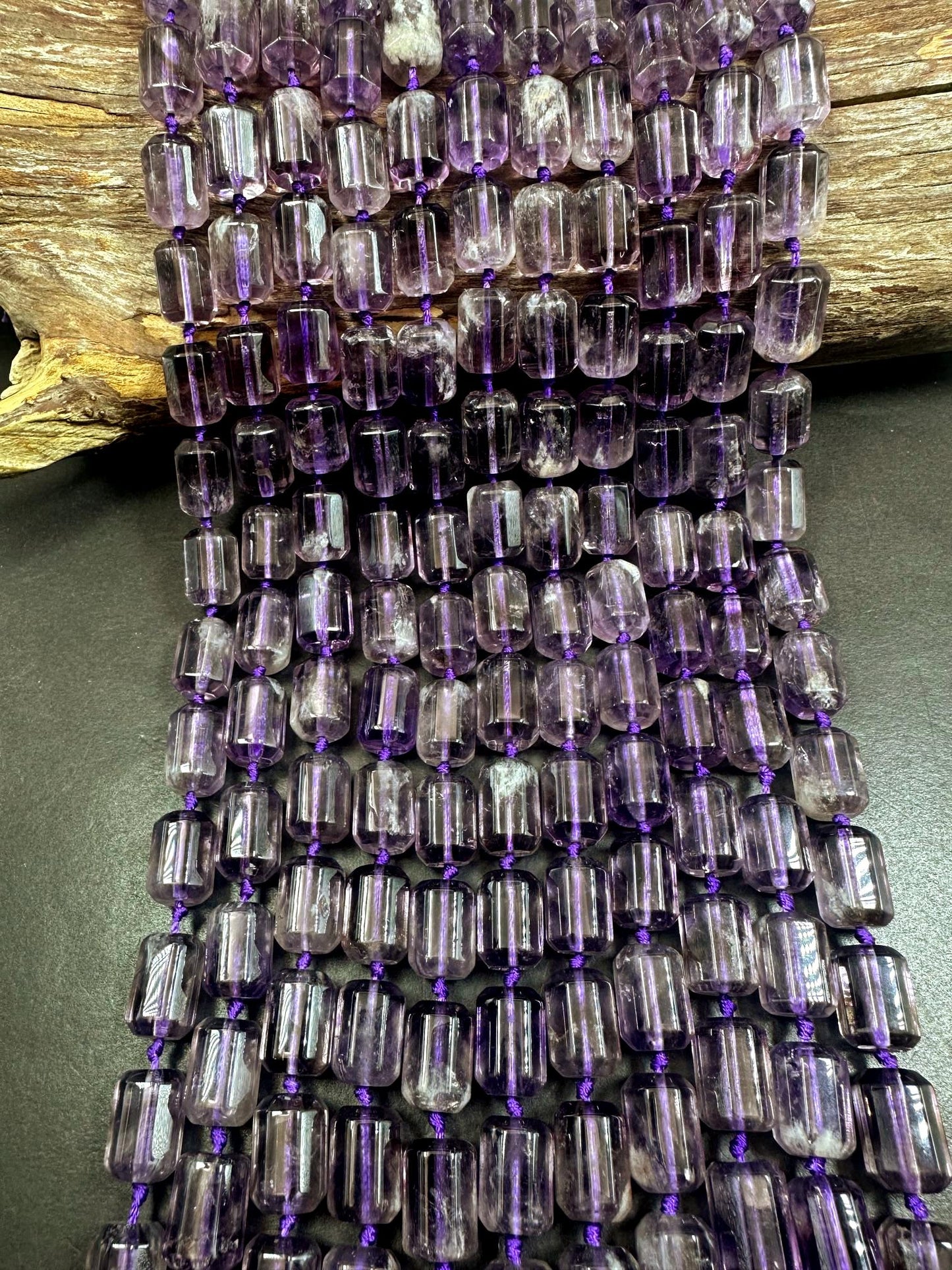 AAA Natural Clear Amethyst Tube Shape Beads 10x14mm, Beautiful Clear Purple Color Great Quality 15.5"