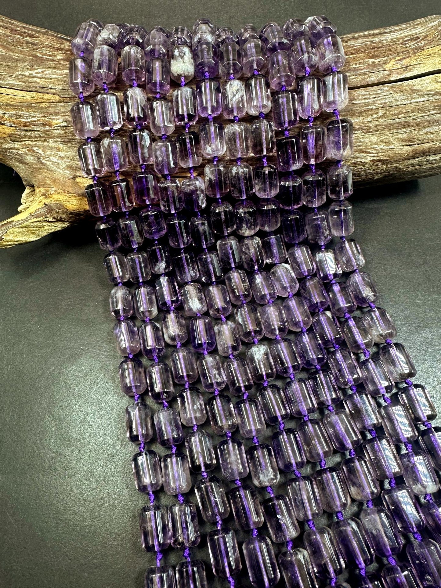 AAA Natural Clear Amethyst Tube Shape Beads 10x14mm, Beautiful Clear Purple Color Great Quality 15.5"
