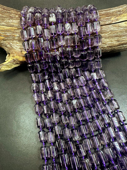 AAA Natural Clear Amethyst Tube Shape Beads 10x14mm, Beautiful Clear Purple Color Great Quality 15.5"