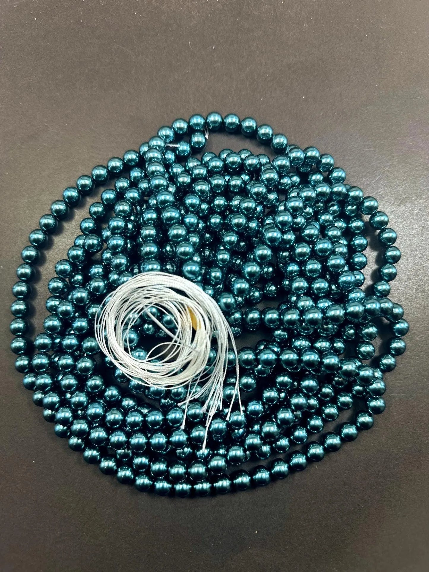 Chinese Peacock Green Swarovski Pearl Crystal Beads, 6mm 8mm 10mm 12mm Round Shape Bead. Beautiful Green Color, Great Quality 15.5"