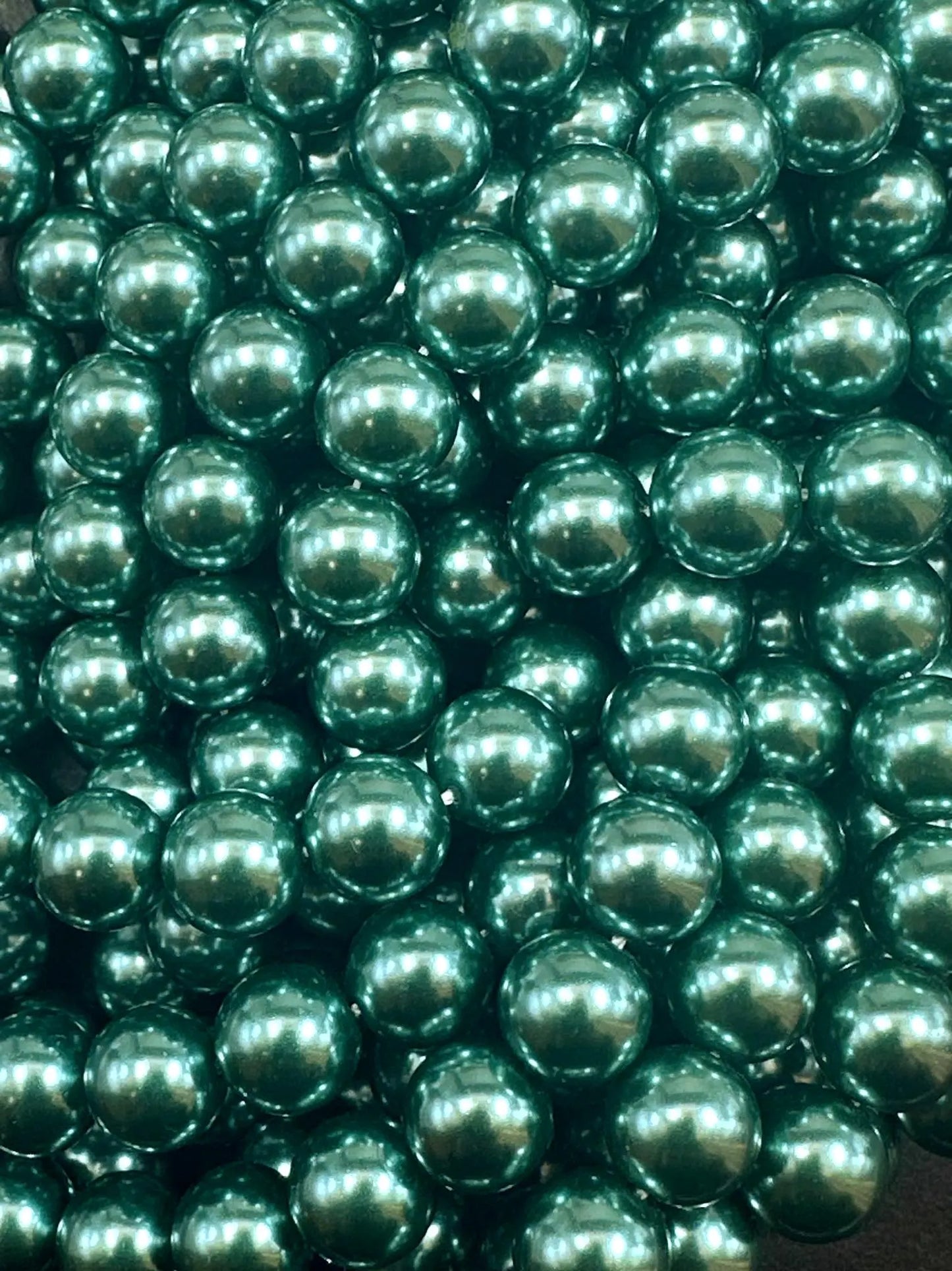 Gorgeous Chinese Teal Green Swarovski Pearl Crystal Beads, 6mm 8mm Round Shape Bead. Beautiful Green Color, Great Quality 15.5"