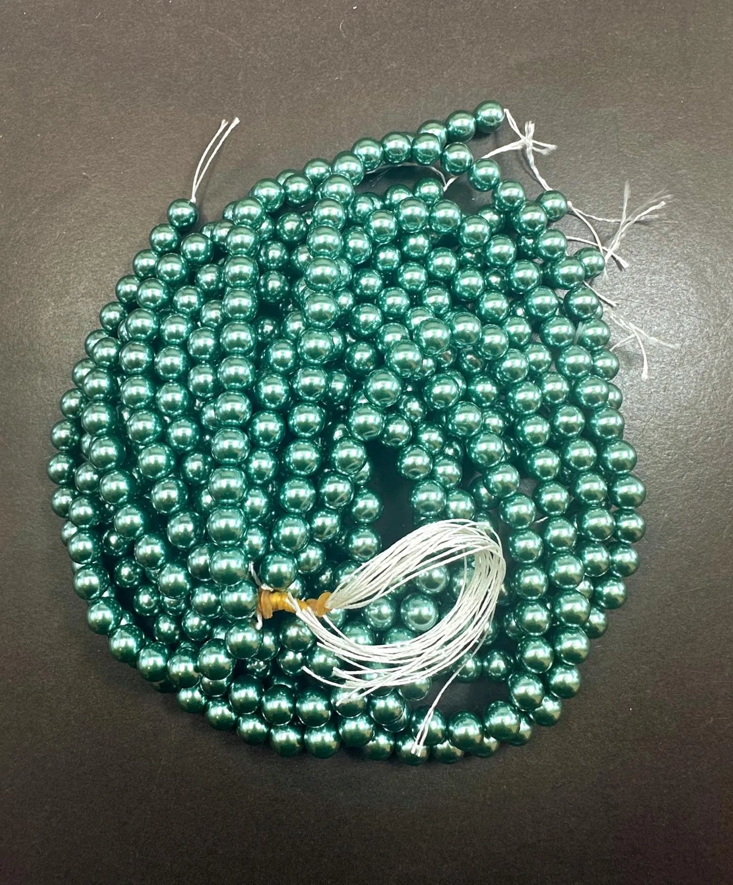 Gorgeous Chinese Teal Green Swarovski Pearl Crystal Beads, 6mm 8mm Round Shape Bead. Beautiful Green Color, Great Quality 15.5"