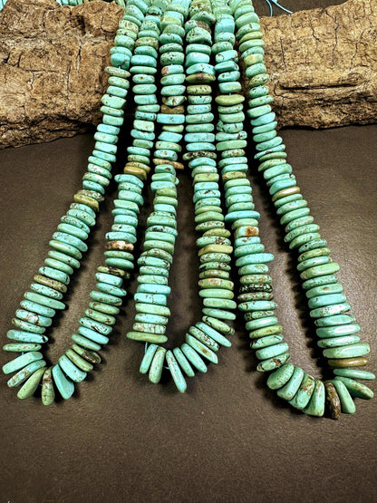 Graduated Natural Howlite Turquoise Freedom Rondelle Shape Beads. Beautiful Blue Color, Great Quality 15.5"