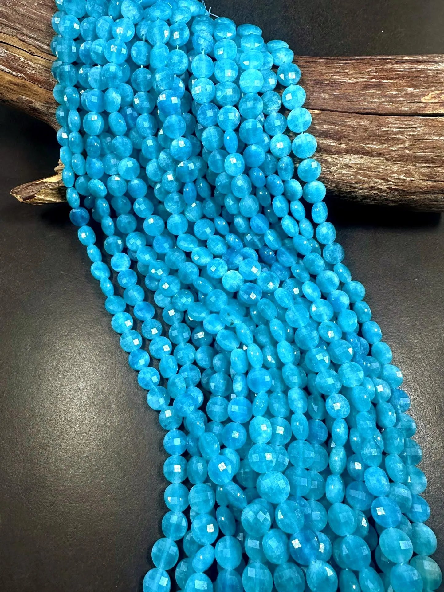 Beautiful Natural Amazonite Faceted Coin Shape Beads 10mm, Stunning Blue Color Great Quality 15.5"