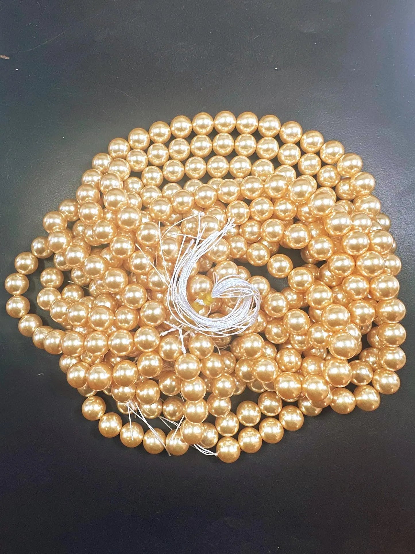Gorgeous Chinese Warm Gold Swarovski Pearl Crystal Beads, 4mm 6mm 8mm 10mm 12mm Round Shape Bead. Beautiful Warm Gold Quality 15.5"