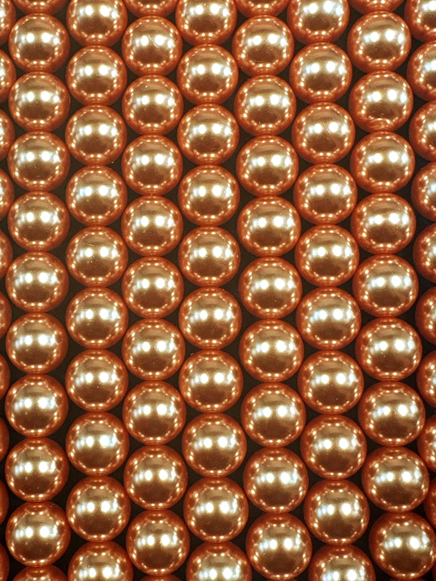 Gorgeous Copper Orange Swarovski Pearl Crystal Beads, 8mm 10mm 12mm Round Shape Bead. Beautiful Orange Color Great Quality 15.5"