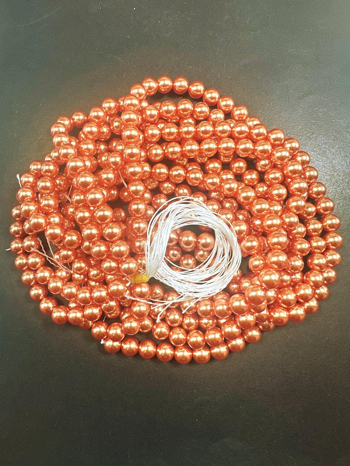 Gorgeous Copper Orange Swarovski Pearl Crystal Beads, 8mm 10mm 12mm Round Shape Bead. Beautiful Orange Color Great Quality 15.5"
