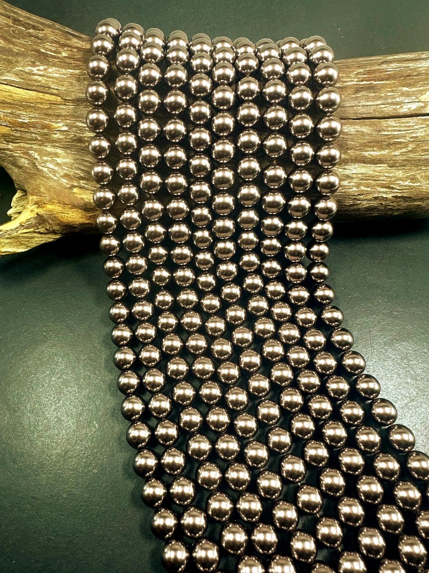 Gorgeous Chinese Dark Bronze Swarovski Pearl Crystal Beads, 4mm 6mm 8mm 10mm 12mm Round Shape Bead. Beautiful Bronze Quality 15.5"