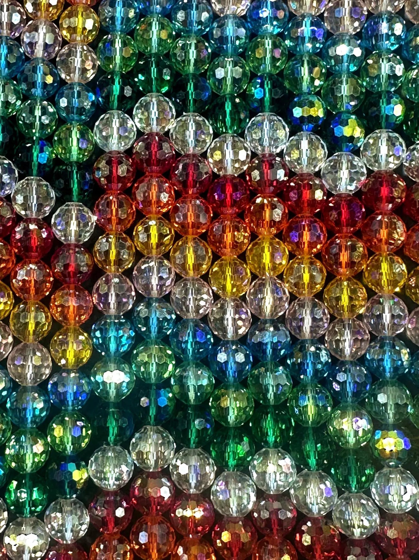Beautiful Multicolor Rainbow Faceted Round Shape Bead. Stunning Rainbow Pattern, Great Quality 15.5"