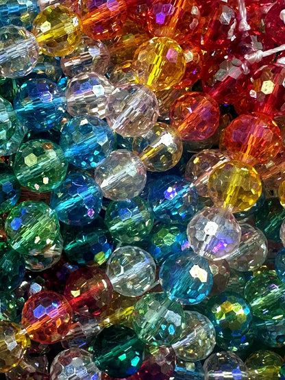 Beautiful Multicolor Rainbow Faceted Round Shape Bead. Stunning Rainbow Pattern, Great Quality 15.5"
