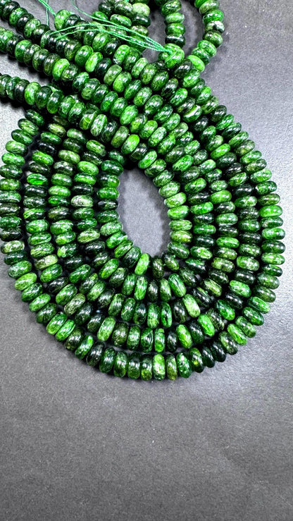 AAA Natural Diopside gemstone bead Rondelle shape. Gorgeous natural green Diopside bead. not treated ! full strand 15.5”