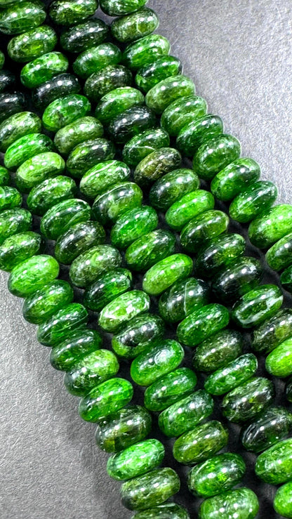 AAA Natural Diopside gemstone bead Rondelle shape. Gorgeous natural green Diopside bead. not treated ! full strand 15.5”