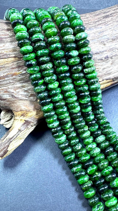 AAA Natural Diopside gemstone bead Rondelle shape. Gorgeous natural green Diopside bead. not treated ! full strand 15.5”