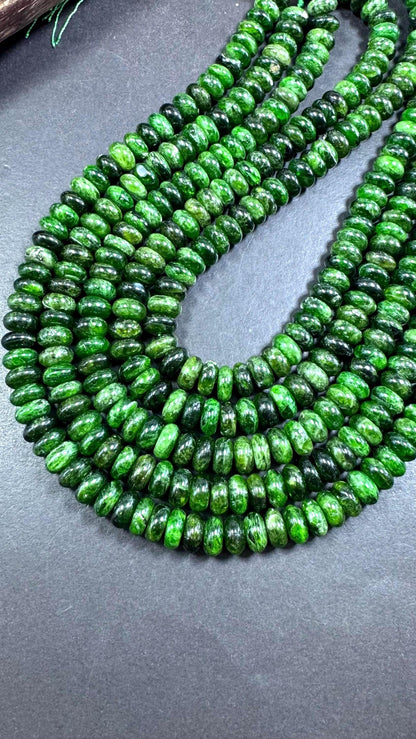 AAA Natural Diopside gemstone bead Rondelle shape. Gorgeous natural green Diopside bead. not treated ! full strand 15.5”
