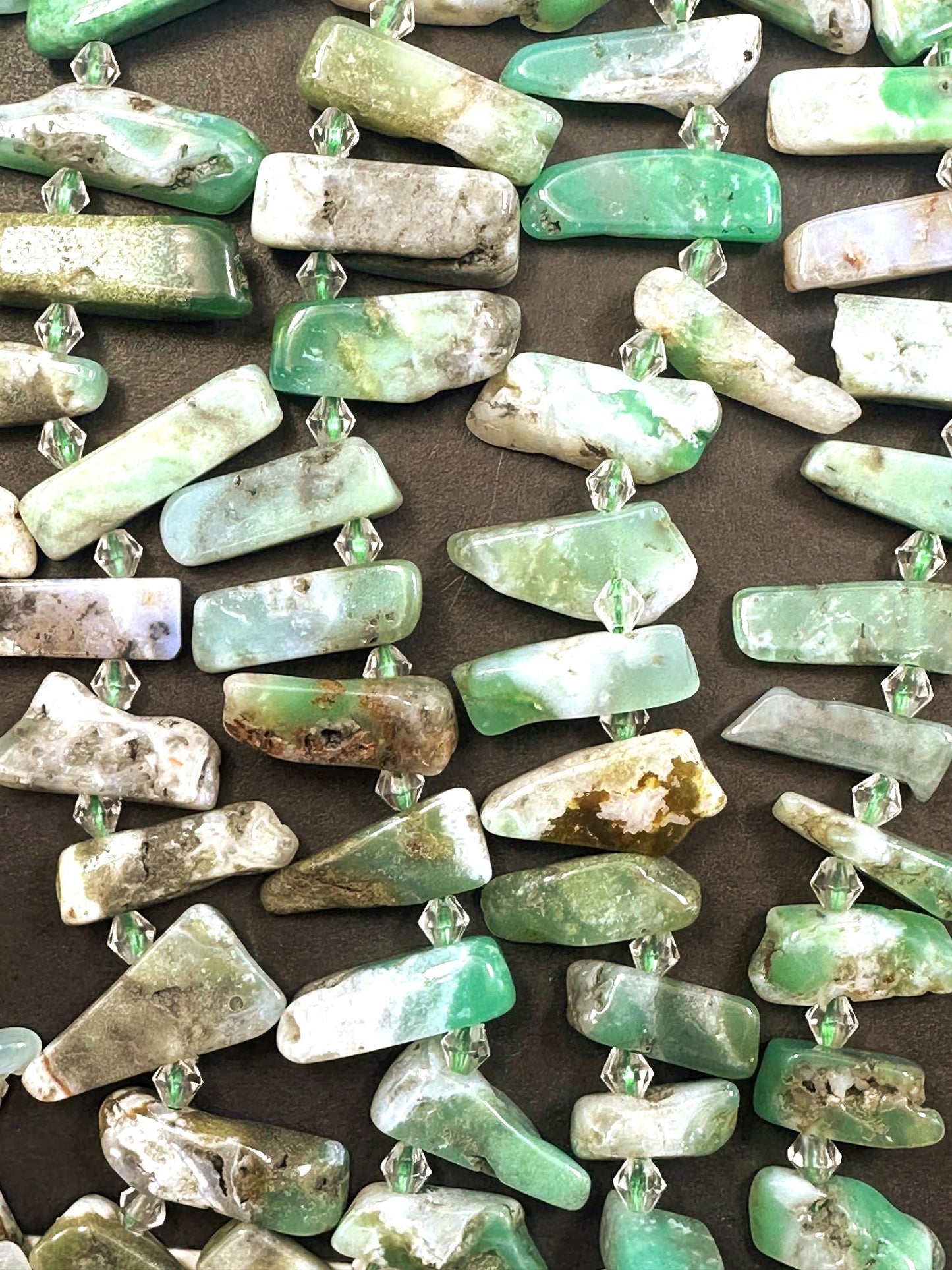 Beautiful Graduated Natural Light Green Chrysoprase Gemstone Bead Freeform Stick Shape, Light Green Color Great Quality 15.5"