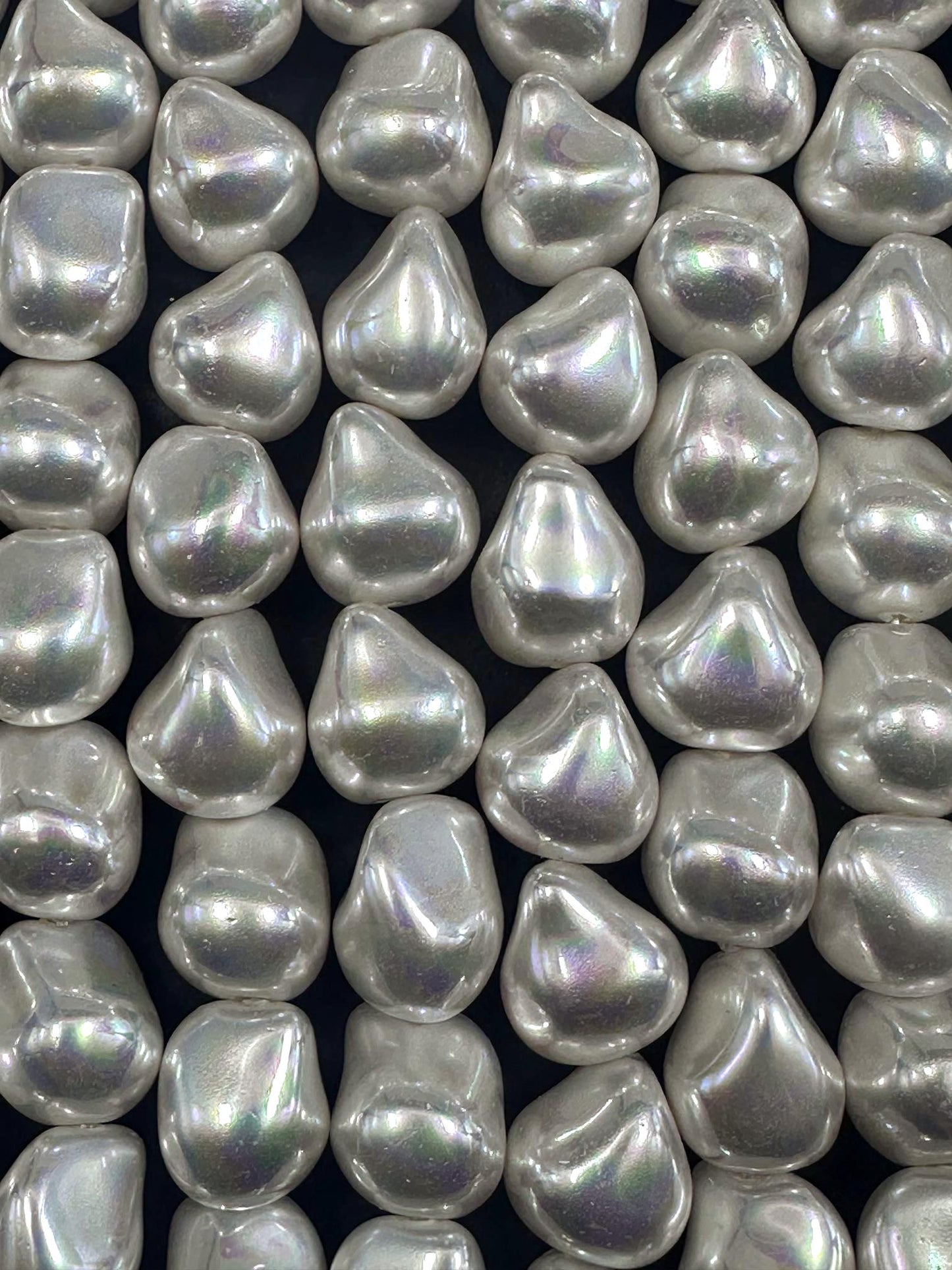 Gorgeous White Swarovski Pearl Crystal Beads 12x13mm Freeform Nugget Shape. Beautiful White Color, High Quality 15.5"