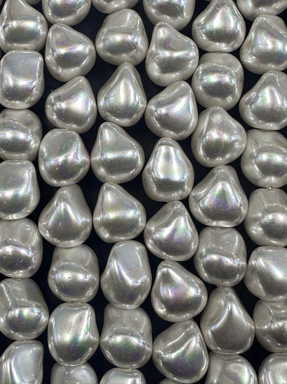 Gorgeous White Swarovski Pearl Crystal Beads 12x13mm Freeform Nugget Shape. Beautiful White Color, High Quality 15.5"