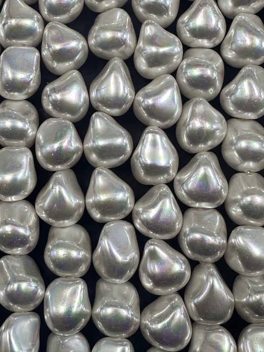 Gorgeous White Swarovski Pearl Crystal Beads 12x13mm Freeform Nugget Shape. Beautiful White Color, High Quality 15.5"