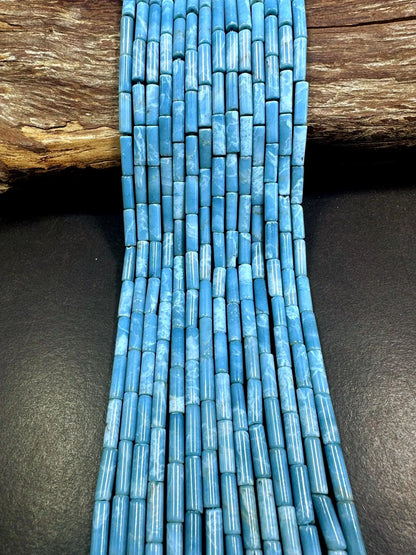 Beautiful Larimar Quartz Thin Tube Shape Beads, 4x13mm Light Blue Color Great Quality 15.5"