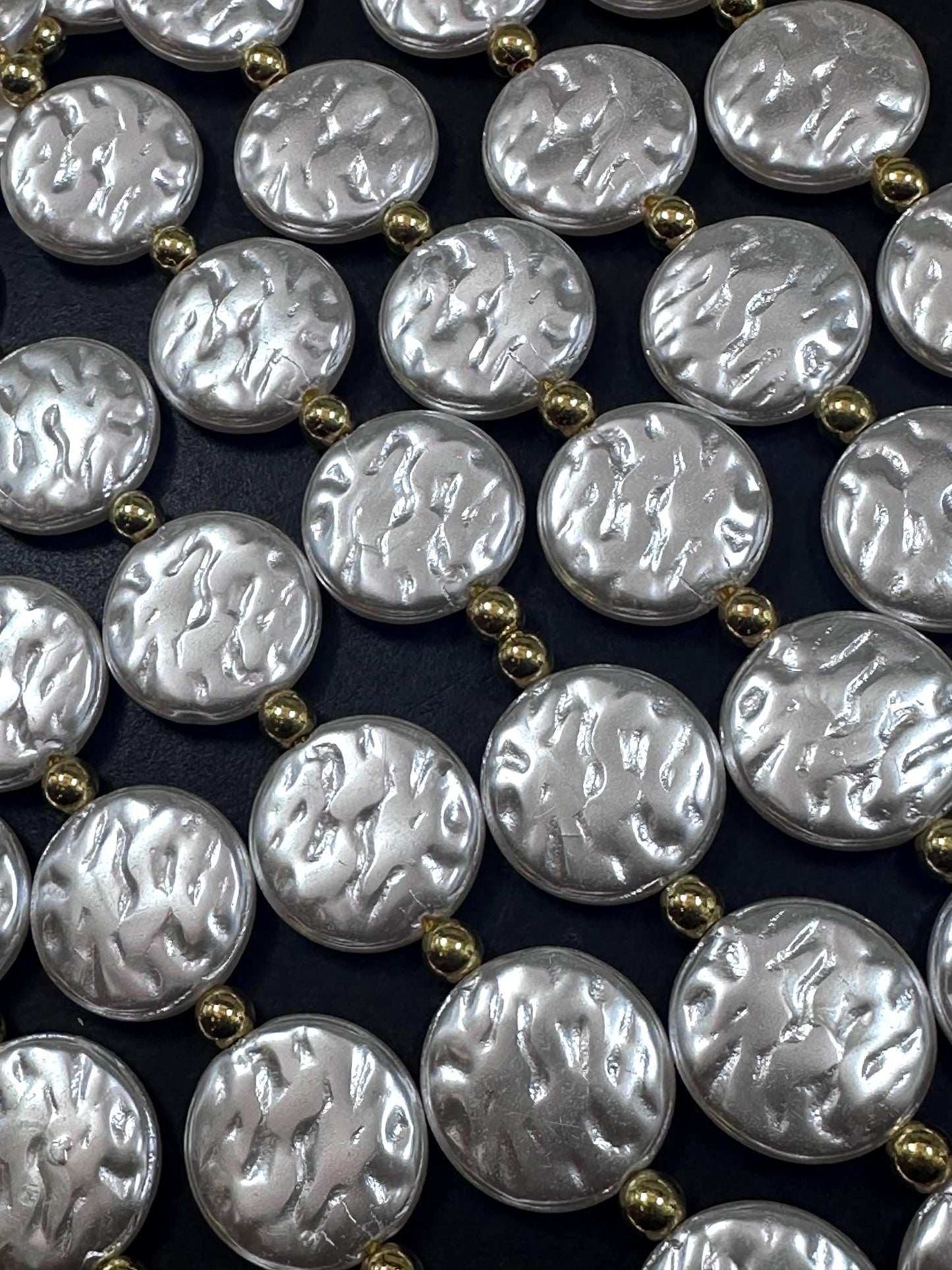 Gorgeous Chinese White Swarovski Pearl Crystal Beads 19x19mm Coin Shape, Beautiful White Pearl Color Great Quality 7.5"