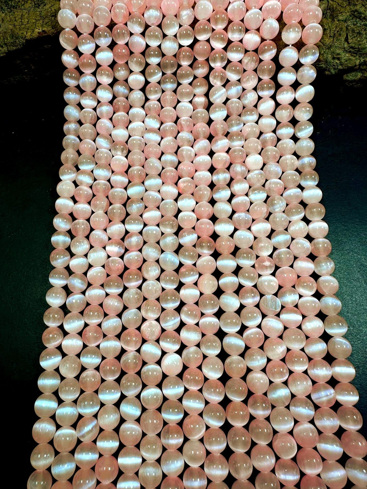 Natural Light Pink Selenite Round Shape Bead. 6mm 8mm 10mm, Gorgeous Light Pink Color Great Quality 15.5"
