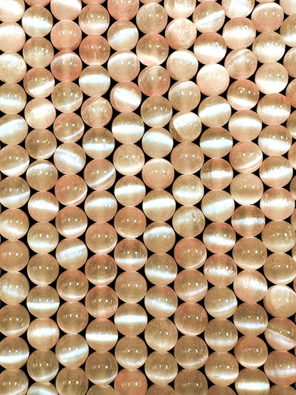 Natural Light Pink Selenite Round Shape Bead. 6mm 8mm 10mm, Gorgeous Light Pink Color Great Quality 15.5"