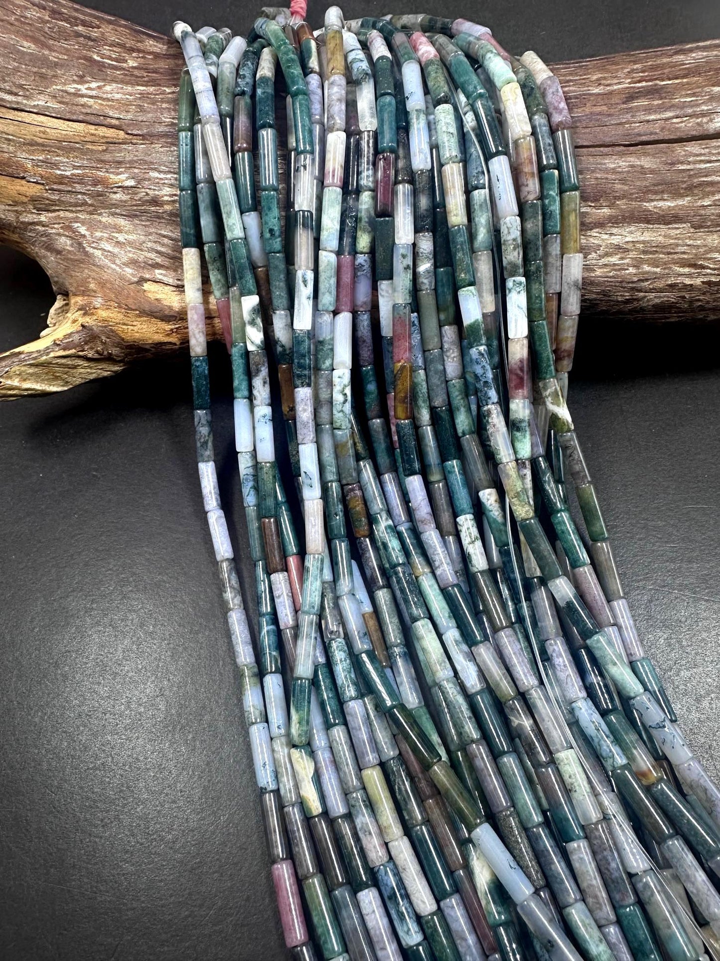 Beautiful Multicolor Ocean Jasper Thin Tube Shape, 4x14mm Great Quality 15.5"