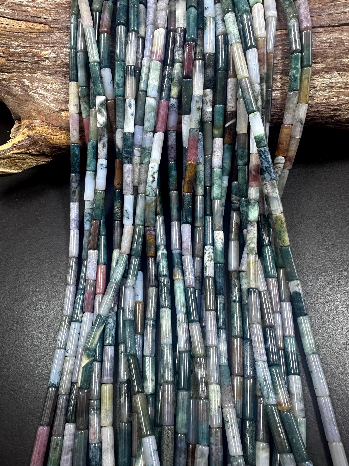 Beautiful Multicolor Ocean Jasper Thin Tube Shape, 4x14mm Great Quality 15.5"