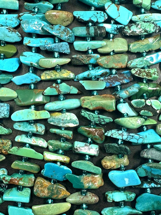 100% AAA Natural Turquoise Freeform Stick Shape, Beautiful Blue Shades Color, High Quality 15"