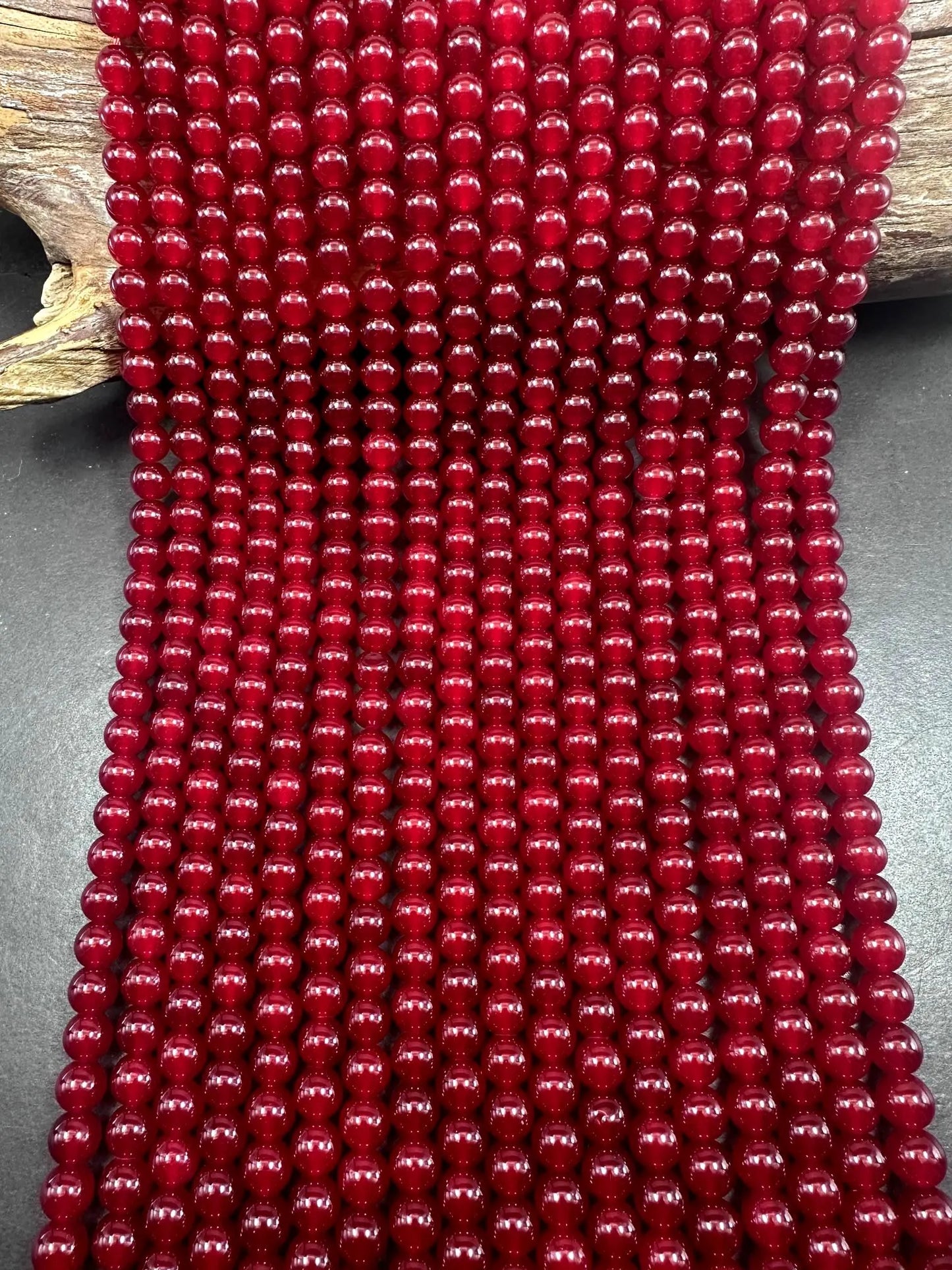 Beautiful Dark Red Jade Smooth Round Shape Bead, Dark Red Shade Color, High Quality 15.5"