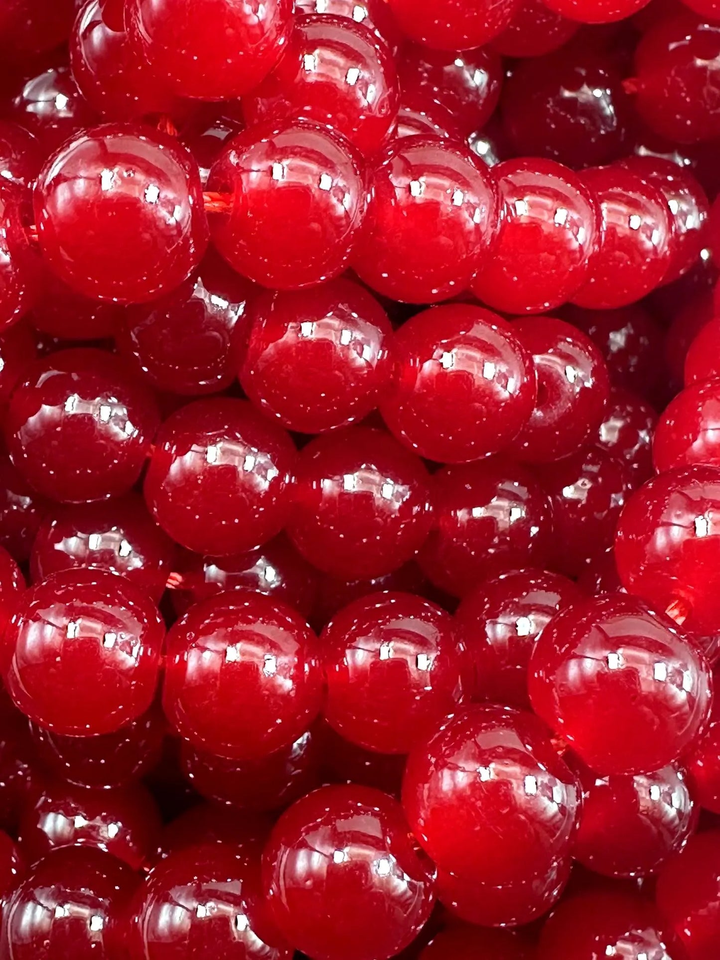 Beautiful Dark Red Jade Smooth Round Shape Bead, Dark Red Shade Color, High Quality 15.5"