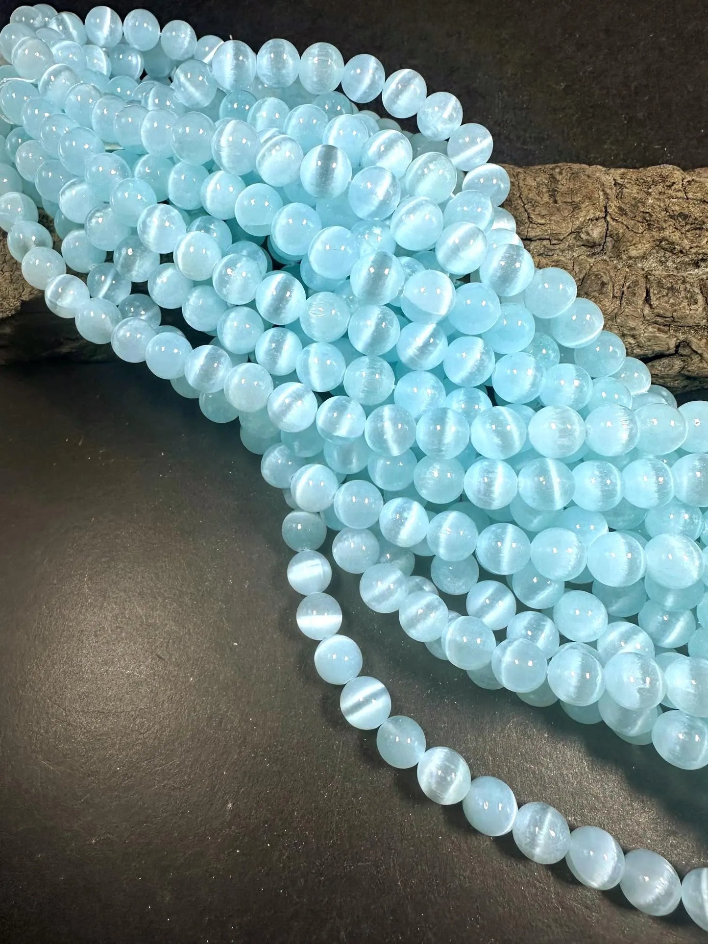 Natural Light Blue Selenite Round Shape Bead. 6mm 8mm 10mm, Gorgeous Light Blue Color Great Quality 15.5"