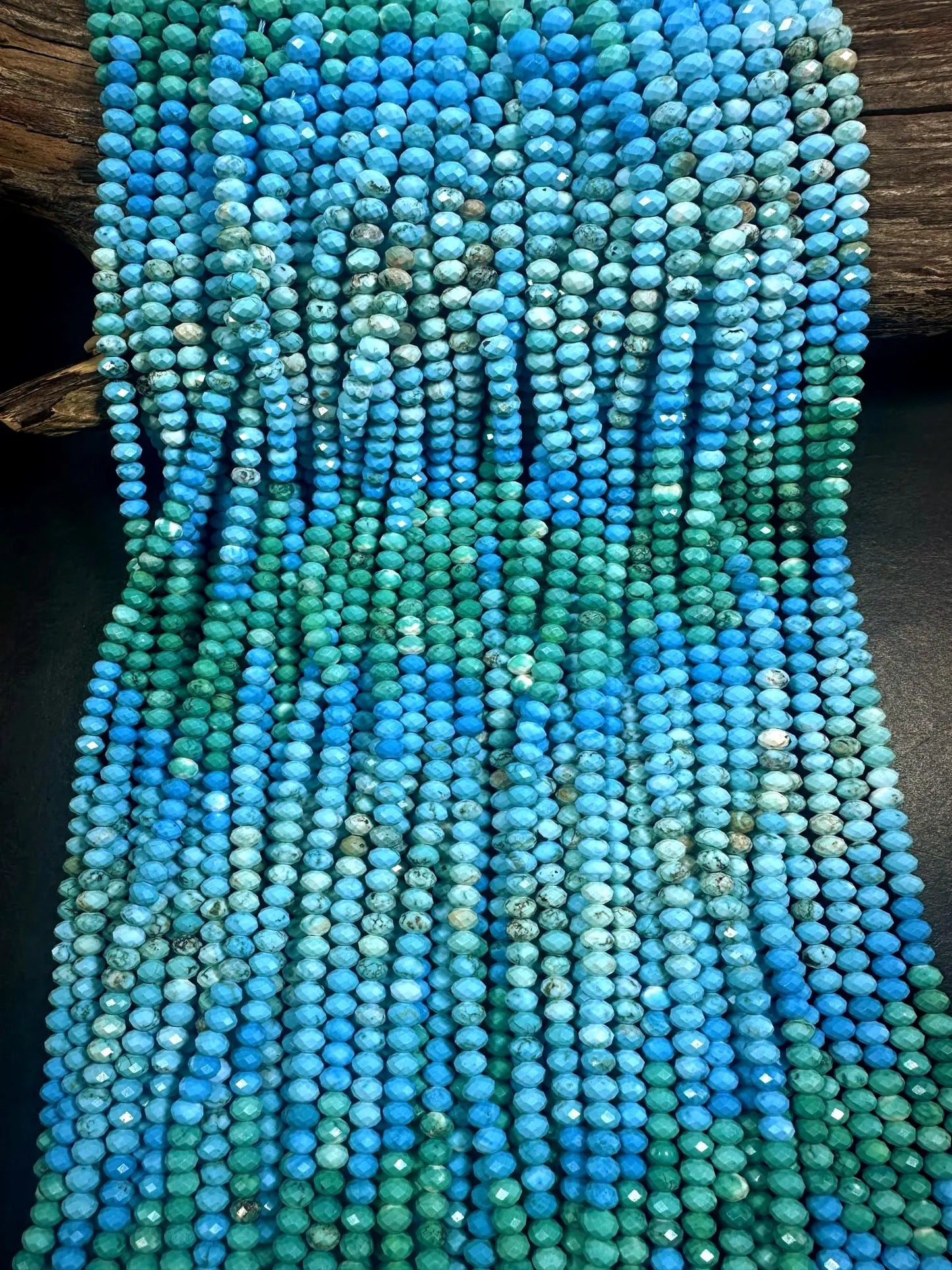 Beautiful Howlite Turquoise Faceted Rondelle Shape Bead, Stunning Light Blue Multicolor Pattern High Quality 15.5"