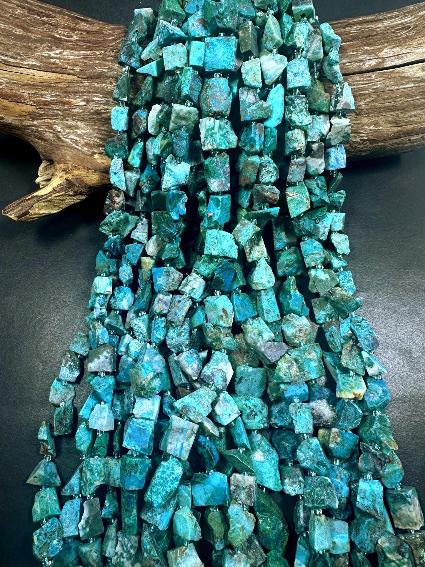 Natural Turquoise Freedom Chip Nugget Shape Beads, Beautiful Blue Turquoise Multicolor Pattern High Quality 15.5"