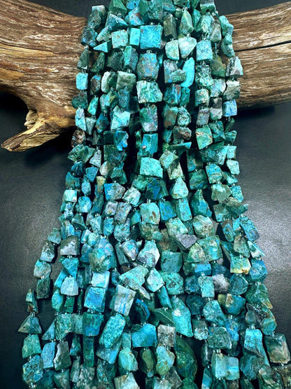 Natural Turquoise Freedom Chip Nugget Shape Beads, Beautiful Blue Turquoise Multicolor Pattern High Quality 15.5"