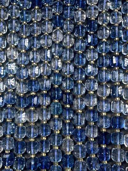 Beautiful Clear Blue Cube Shape Quartz Crystal Bead, 8x8mm Light Blue Color Great Quality 15.5"