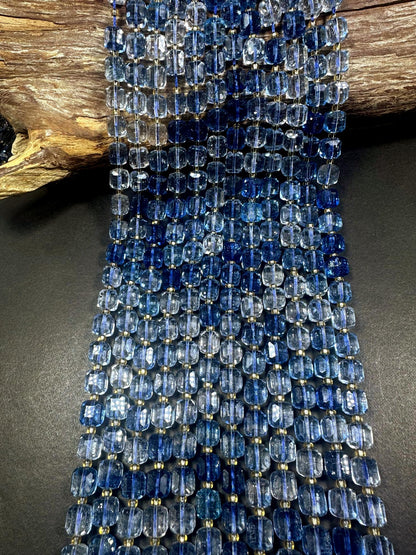 Beautiful Clear Blue Cube Shape Quartz Crystal Bead, 8x8mm Light Blue Color Great Quality 15.5"