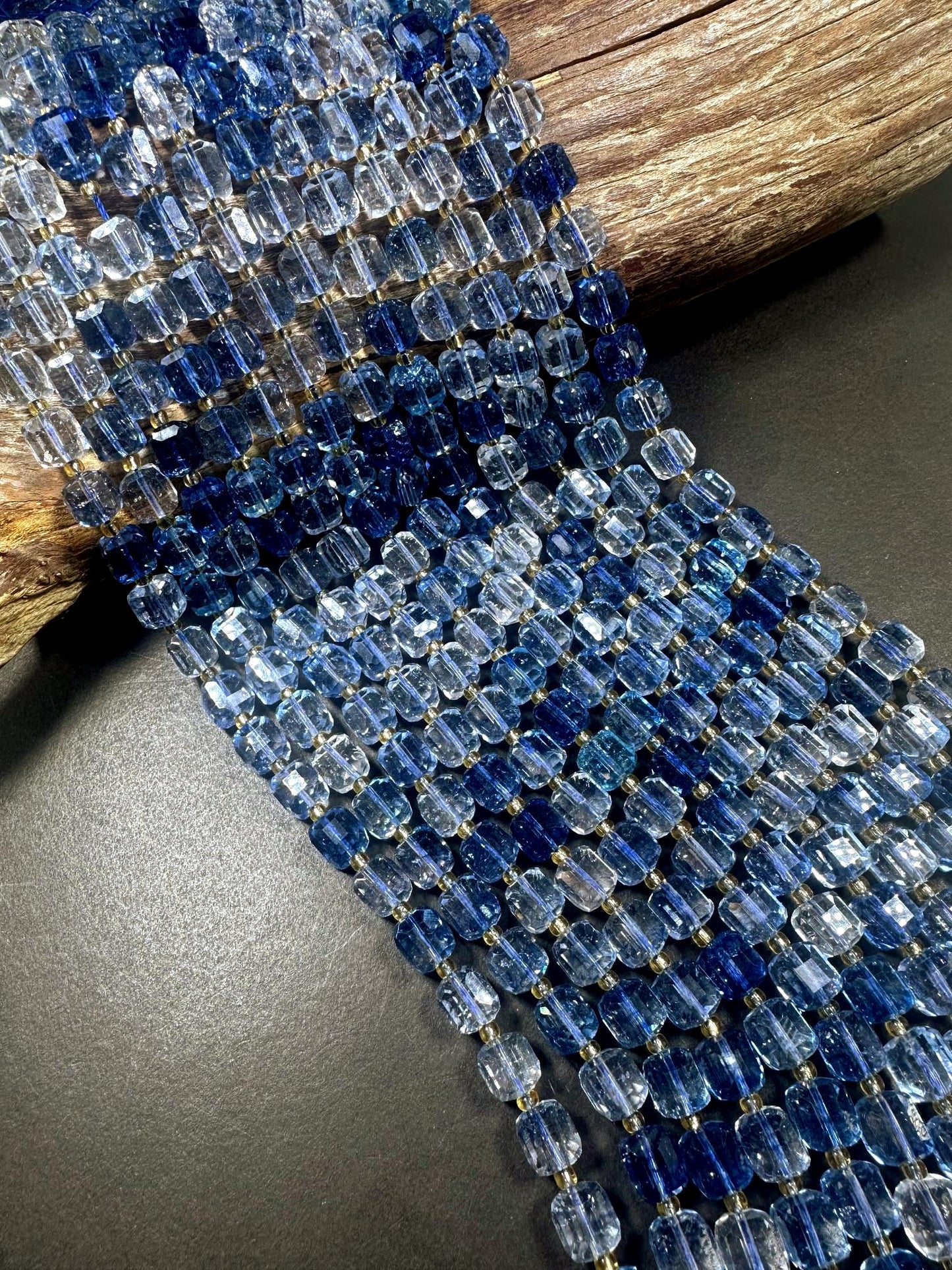 Beautiful Clear Blue Cube Shape Quartz Crystal Bead, 8x8mm Light Blue Color Great Quality 15.5"
