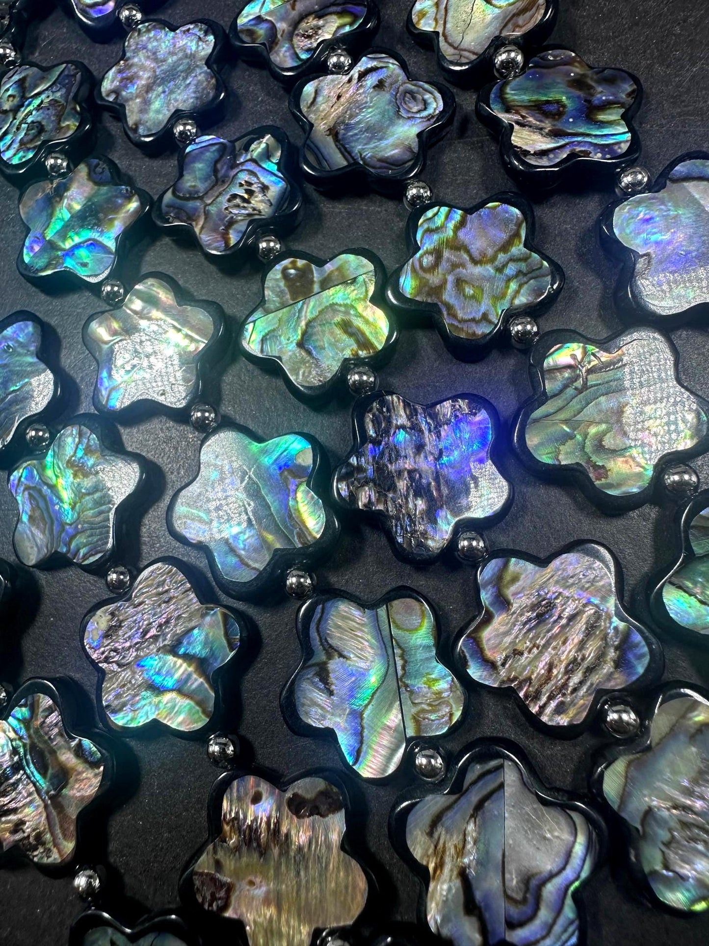 Natural Abalone Shell Star Shape 21x21mm Beads, Unique and Great Quality 15.5". Great for Jewelry Making!