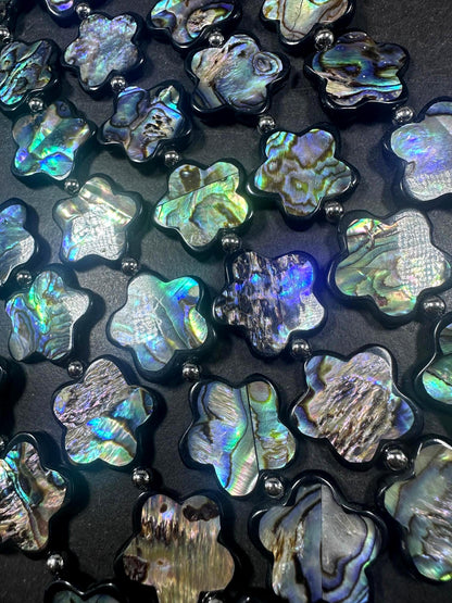 Natural Abalone Shell Star Shape 21x21mm Beads, Unique and Great Quality 15.5". Great for Jewelry Making!