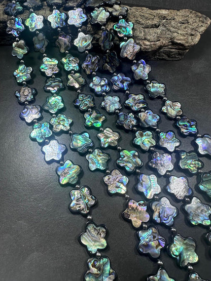 Natural Abalone Shell Star Shape 21x21mm Beads, Unique and Great Quality 15.5". Great for Jewelry Making!
