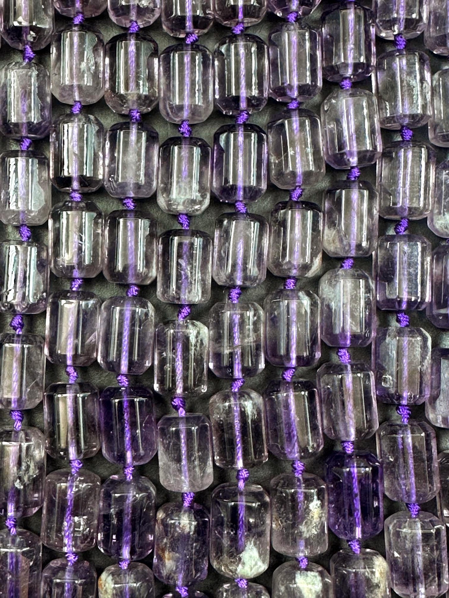 AAA Natural Clear Amethyst Tube Shape Beads 10x14mm, Beautiful Clear Purple Color Great Quality 15.5"