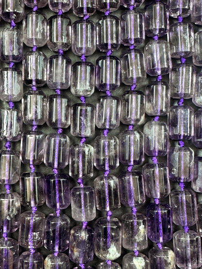 AAA Natural Clear Amethyst Tube Shape Beads 10x14mm, Beautiful Clear Purple Color Great Quality 15.5"