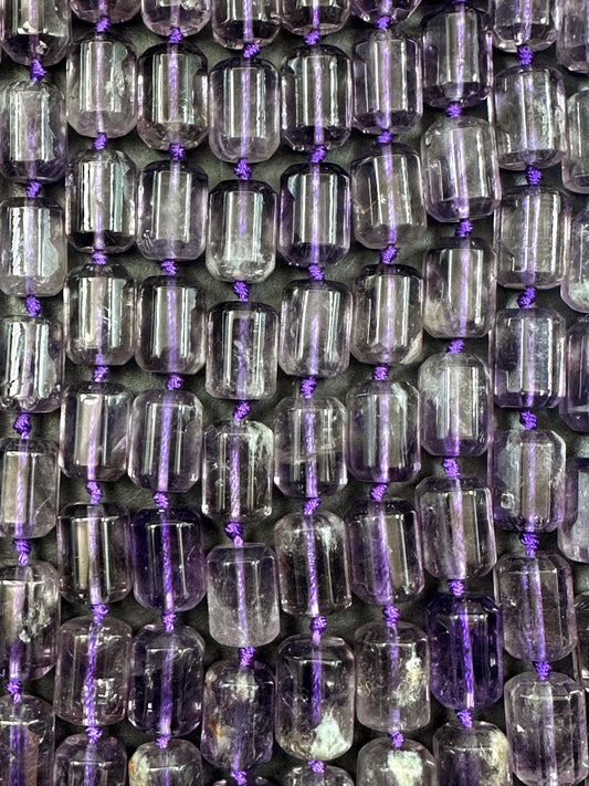 AAA Natural Clear Amethyst Tube Shape Beads 10x14mm, Beautiful Clear Purple Color Great Quality 15.5"