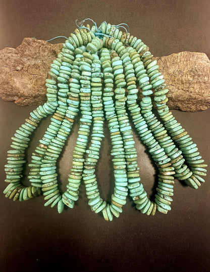 Graduated Natural Howlite Turquoise Freedom Rondelle Shape Beads. Beautiful Blue Color, Great Quality 15.5"