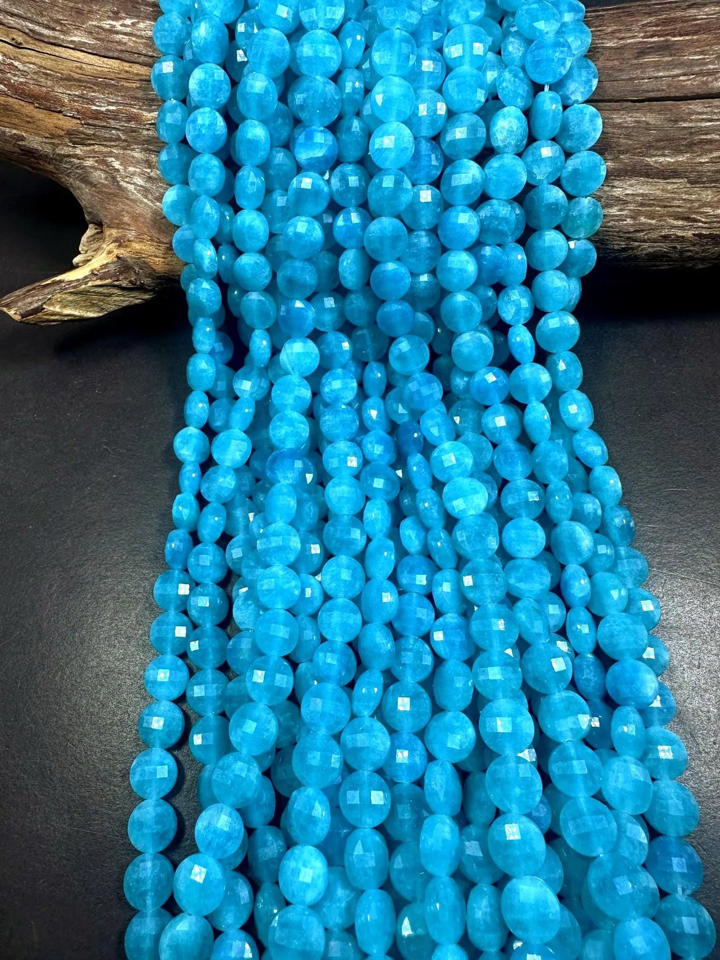 Beautiful Natural Amazonite Faceted Coin Shape Beads 10mm, Stunning Blue Color Great Quality 15.5"