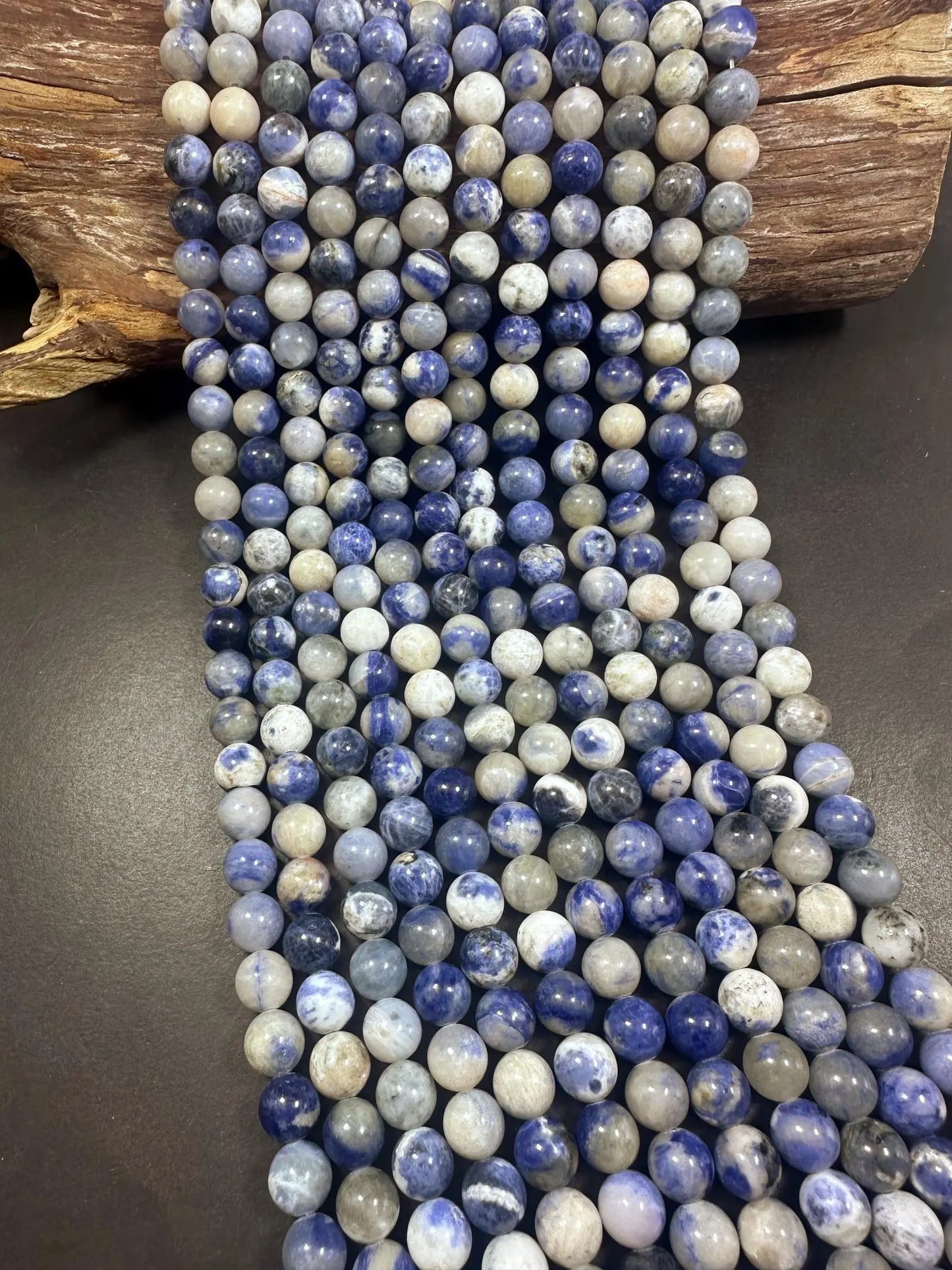 AAA Natural Blue White Sodalite Round Shape Bead, Beautiful Blue White Multicolor Pattern Great Quality 15.5"