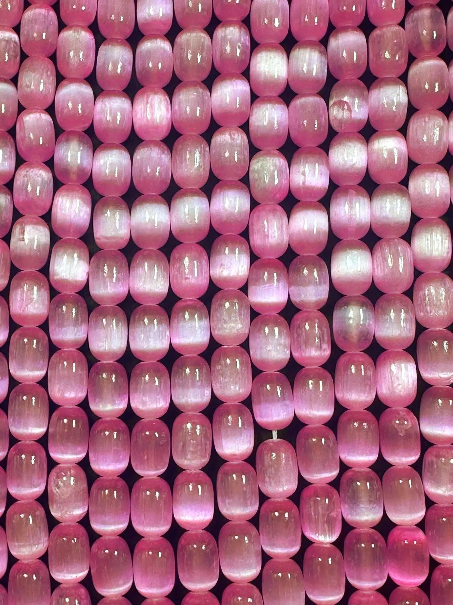 Beautiful Bubblegum Pink Selenite Tube Shape 12x8mm Gemstone Bead. Stunning Pink Color, Great Quality 15.5"